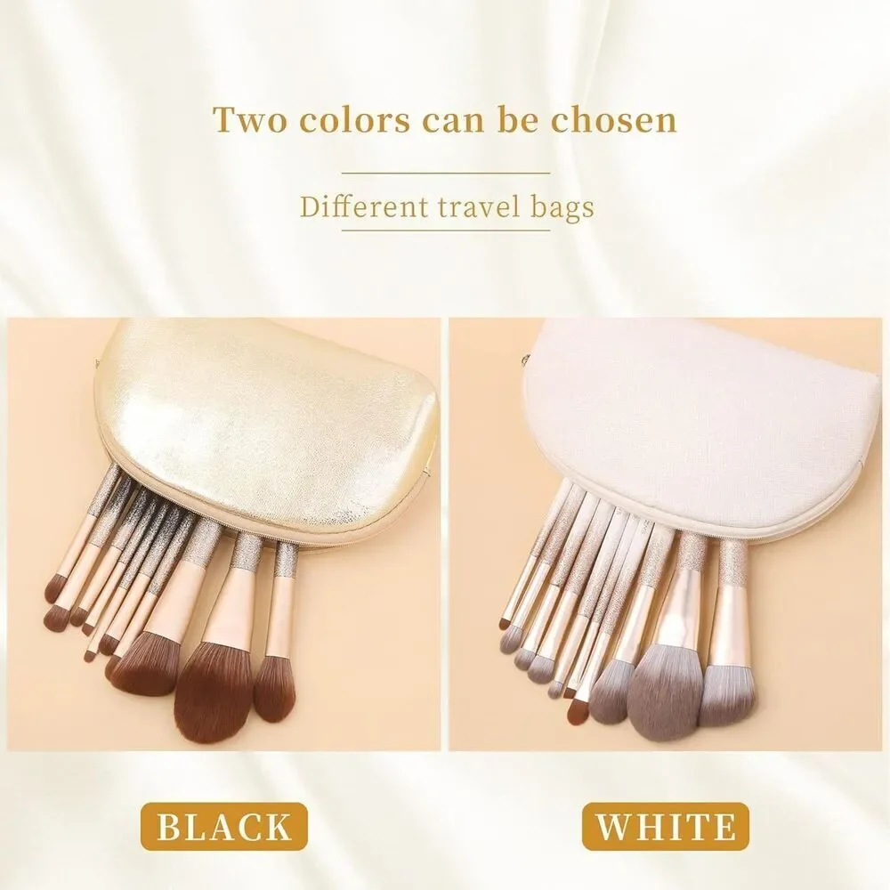 White Professional Natural Bristle Hair Makeup Brushes Set With Case